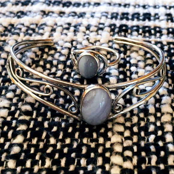 Jewelry - Chalcedony and Sterling Set Bracelet & Ring🎁
